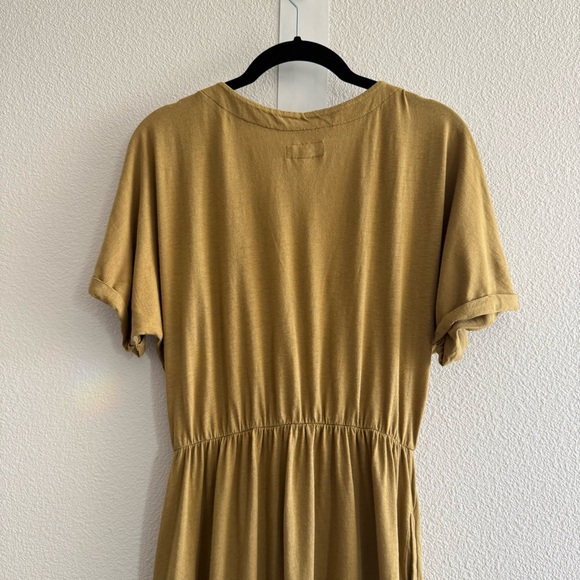 Pact Fennel The Portside Organic Cotton Linen Front Button Dress V Neck - Picture 10 of 15